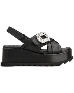 Roger Vivier Slidy Viv' Wedge Sandals - Black