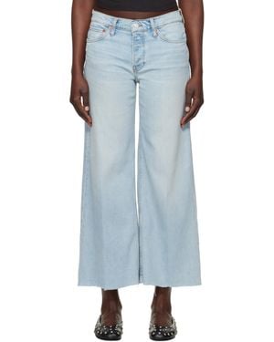 RE/DONE Comfort Stretch Mid Rise Wide Leg Crop Jeans - Blue