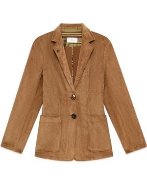 Maliparmi Corduroy-Velvet Patch-Pocket Blazer - Brown