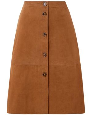 Blazé Milano Viva Appaloosa Panelled Suede Midi Skirt - Brown