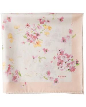 Prada Printed Silk Twill Scarf, 55 X 55 Cm - Pink