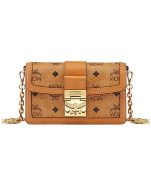 MCM Logo Printed Chain Shoulder Bag - Brown