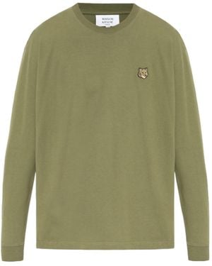 Maison Kitsuné Fox Head-Appliqué Sweatshirt - Green