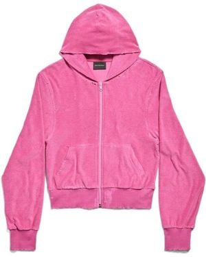 Balenciaga Logo Embellished Zip-Up Jacket - Pink