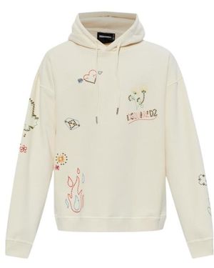 DSquared² Logo Detailed Drawstring Sweatshirt - White