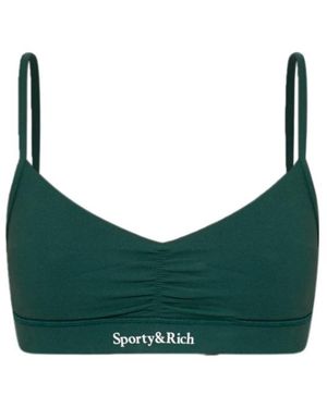 Sporty & Rich Logo Strappy Performance Bra - Green