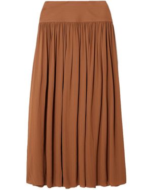 JOSEPH Santos Pinstriped Pleated Midi Skirt - Brown