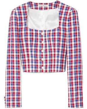 Alessandra Rich Plaid Cropped Jacket - Red