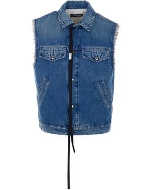 Ann Demeulemeester Single-Breasted Denim Vest - Blue