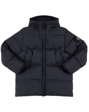 Stone Island Hooded Nylon Down Jacket - Blue