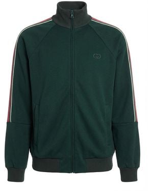 Gucci Web Detailed Zipped Sweatshirt - Green