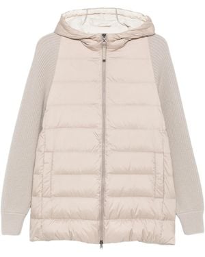 Brunello Cucinelli Shiny Zipped Pull Down Jacket - Natural
