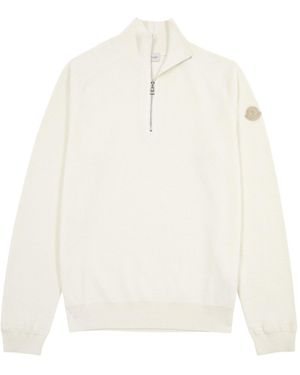 Moncler High-Neck Zip Sweatshirt - White