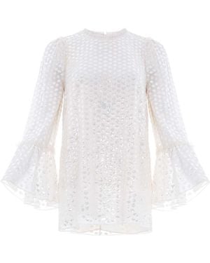 Needle & Thread Raindrop Sequinned Blouse - White