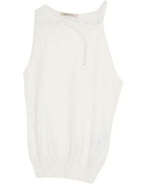 Paloma Wool Lani Asymmetric-Neck Knitted Top - White