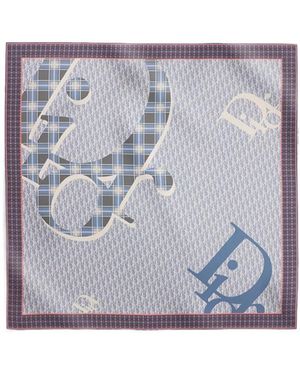 Dior Infini Tartan90 Square Scarf - Gray
