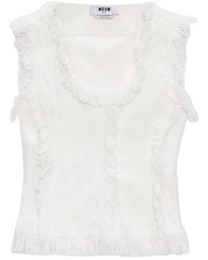 MSGM Ruffled Fringed Blouse - White