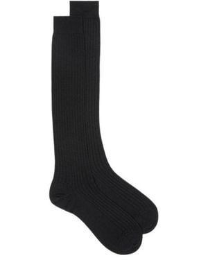 Loro Piana Sottile Ribbed Socks - Black