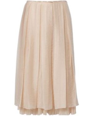 Vince Tiered Pleated Midi Skirt - Natural