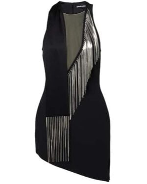 David Koma Metal-Trimmed Midi Dress - Black