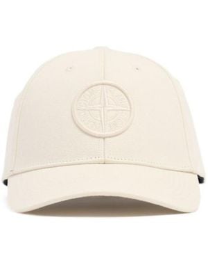 Stone Island Logo Cotton Baseball Cap - White