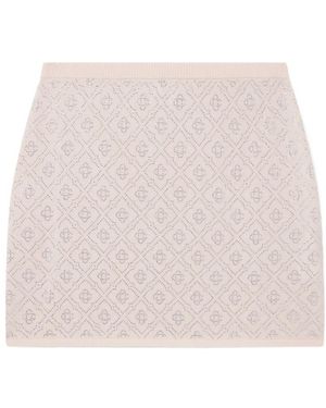 CASABLANCA Crystal Letters Wool Knitted Miniskirt - Pink