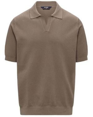 K-Way Short-Sleeved Knit Polo Shirt - Brown