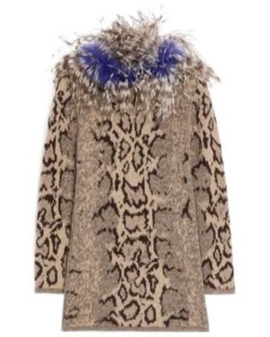 Valentino Animal Patterned Long-Sleeved Mini Dress - Blue