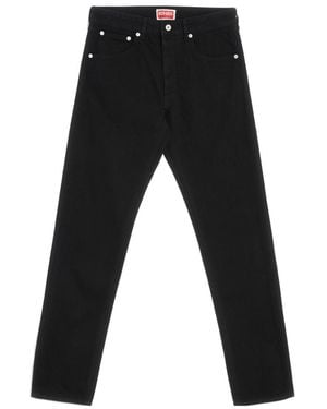 KENZO Logo Patch Straight-Leg Jeans - Black