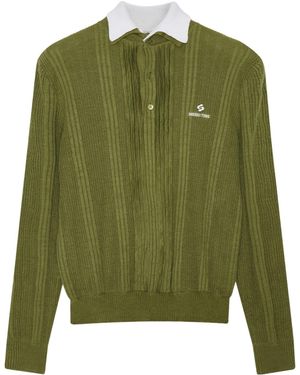 ShuShu/Tong Shushu/Tong Contrast Collar Knit Jumper - Green