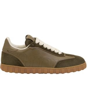 Ami Paris Step Perforated-Logo Leather Sneakers - Green