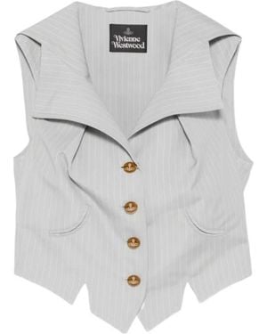 Vivienne Westwood Meryl Pinstripe Buttoned Sleeveless Waiscoat - Grey