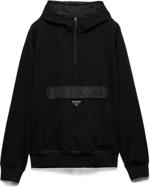 Prada Technical Jersey Hoodie - Black