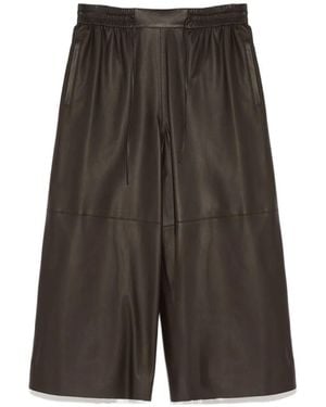Yves Salomon Leather Wide-Leg Trousers - Grey