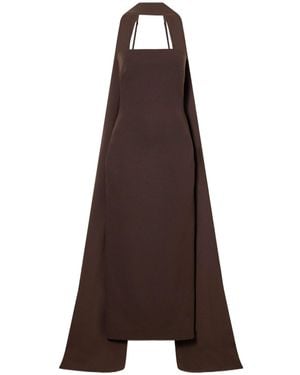 Solace London Scarf-Detailed Crepe Midi Dress - Brown
