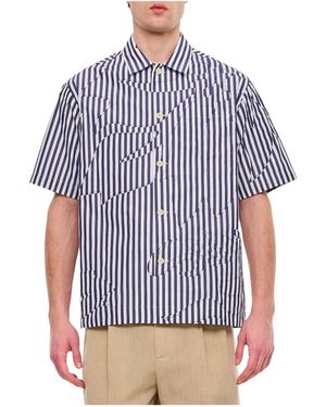 Sacai Striped Short-Sleeved Shirt - Blue