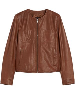 Max Mara Short Nappa Leather Jacket - Brown