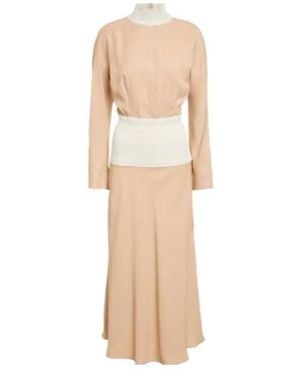Jil Sander High-Neck Knit Midi Dress - Natural