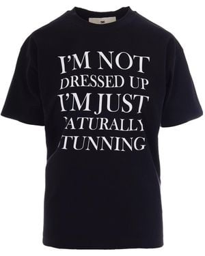 Elisabetta Franchi Lightweight Jersey T-Shirt With Print - Black
