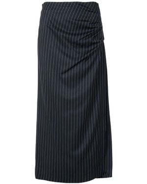 MSGM Pinstripe Side-Slit Draped Pencil Skirt - Blue