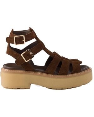 Prada Suede Gladiator Sandals - Brown