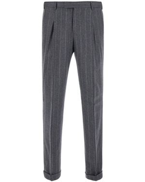 Pt Pantaloni Striped Casual Trousers - Grey