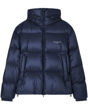 ARMANI EXCHANGE Logo-Print Padded Jacket - Blue