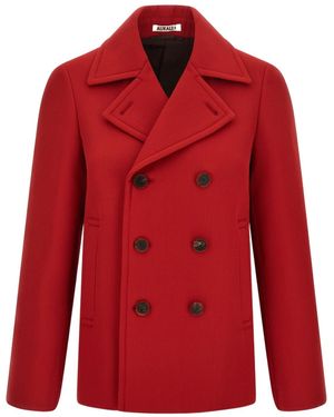 AURALEE Double-Breasted Wool Casual Jacket - Red