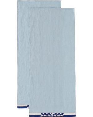 Bode Two-Piece Seedling Stripe Kitchen Towel - Blue