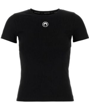 Marine Serre Crescent Moon Embroidered Crewneck T-Shirt - Black