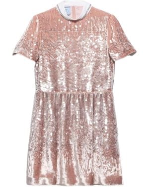 Prada Sequined Velvet Mini-Dress - Pink