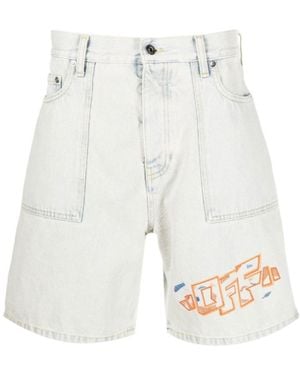 Off-White c/o Virgil Abloh Button Detailed Denim Shorts - White