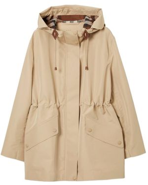Burberry Hooded Short Coat - Natural