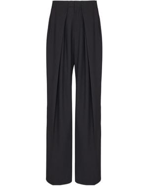 Balmain Pleated Wide-Leg Trousers - Black